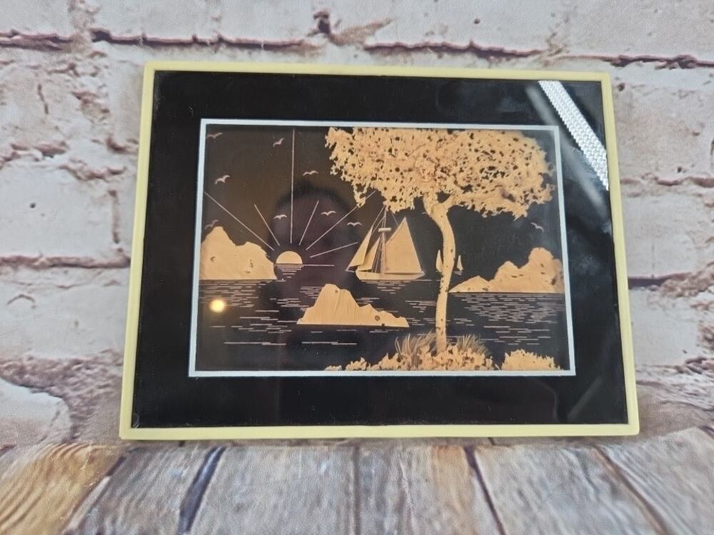 Portugal Vintage Corm Picture 6.5" X 5.25" Plastic Frane UNUSUAL